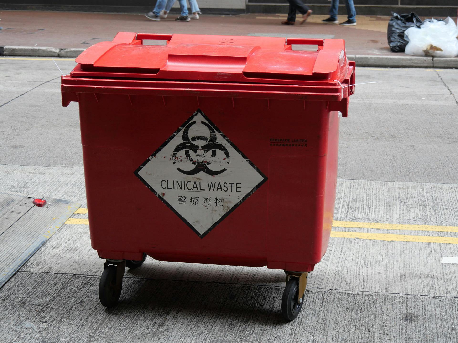A clinical waste bin